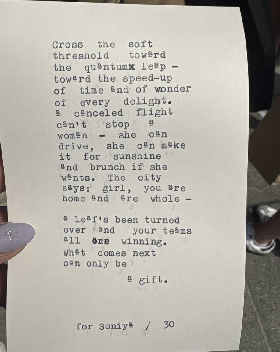 typewriter poem for Soniya